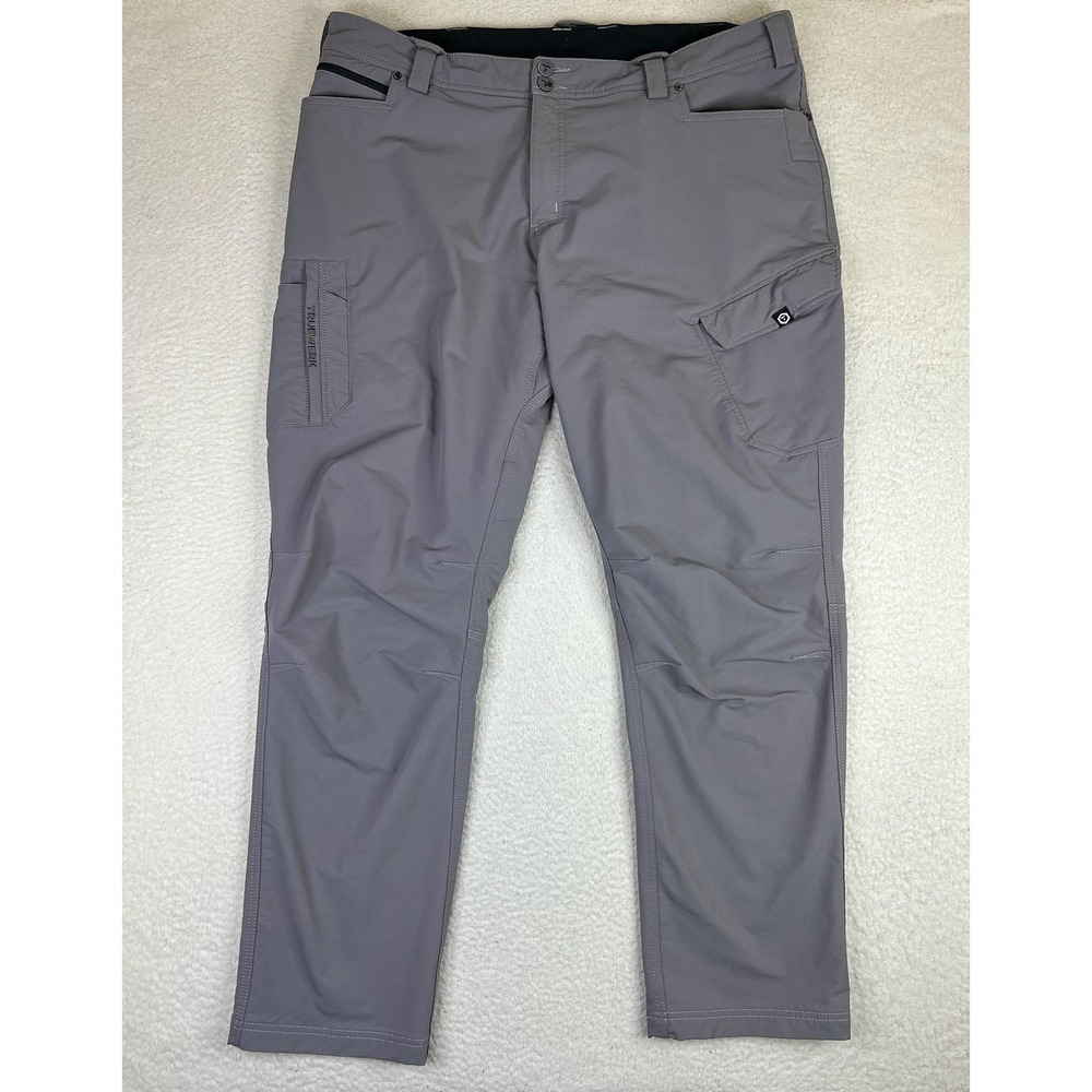 TRUEWERK Pants Mens 42x32 Gray T1 Werkpants Relaxed Fit Cargo Stretch Workwear